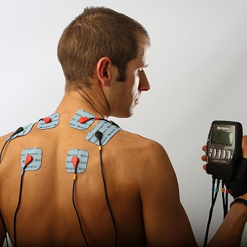 Miniatura 8 de Compex Electrodos Easy Snap de 2 x 2 pulgadas para Edge Performance Sport Elite Estimuladores musculares inalámbricos 4 unidades Paquete de 5