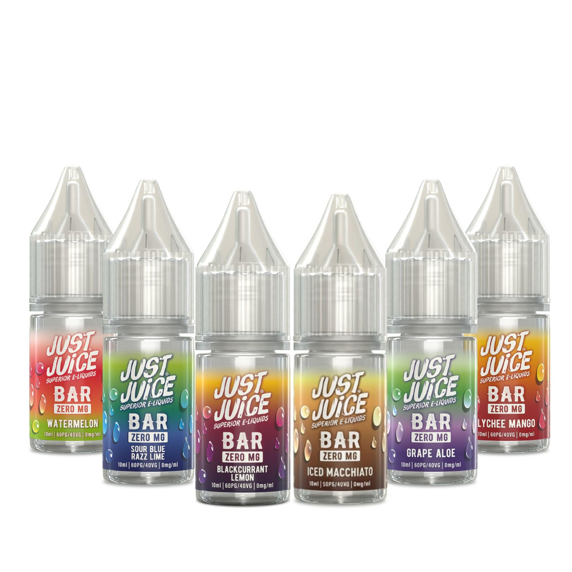 Just Juice Superior E-Liquids Bar Saltfill Vape Liquid Variety Sample Pack - Signature Mix Flavours - 6 x 10ml Bottles, 60/40 0mg e-Liquid, Nicotine Free