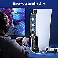 Vista 7 de Cooling Fan for PS5, Quiet Cooler Fan with LED Lights, PS5 Cooling Fan with USB3.0 Hubs, Upgraded Efficient Cooling System for PS5 Accessories, for