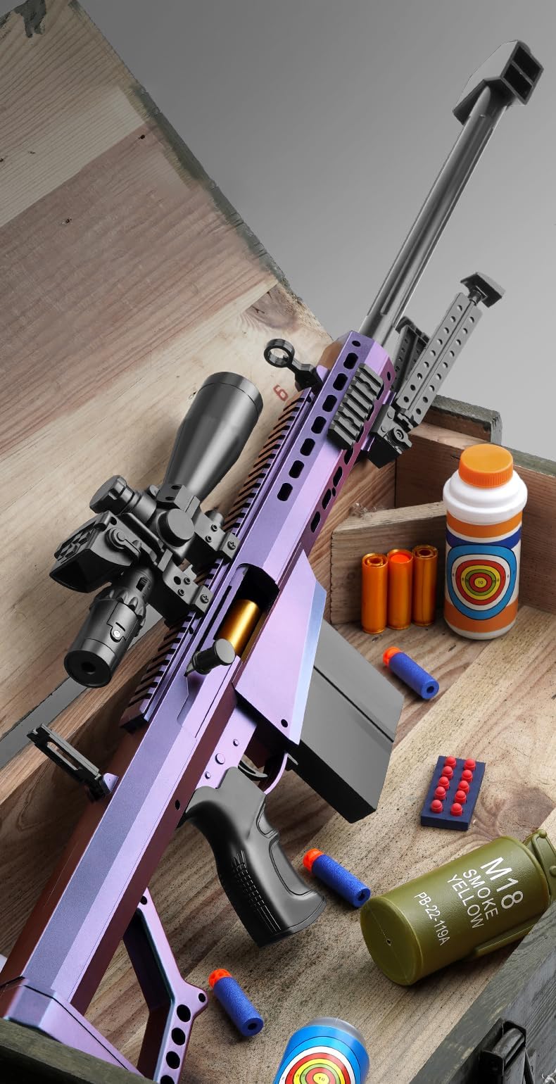 Airsoft Sniper Soft Bullet Gun Jouet M82A1 Projectile Launcher Gun Adulte Levier Action Fusil de Chasse Jouet Pistolet Jouet 1 : 1 Semble Réel, Pistolet Jouet en Mousse (Caméléon)