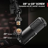 Vista 5 de FIFINE Micrófono dinámico XLR, micrófono de podcast vocal con patrón cardioide, micrófono de metal de estudio para transmitir voz en off y grabación