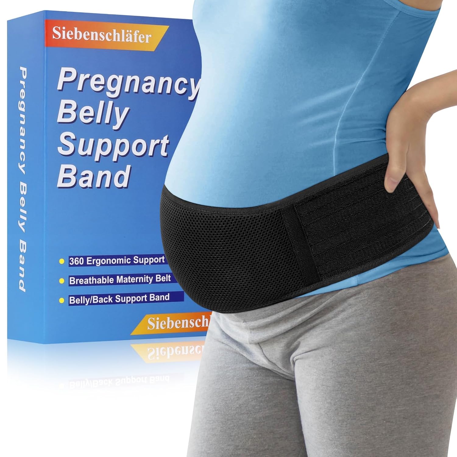 Belly Bands for Pregnant Women Maternity Support Belt Pregnancy Belly Support Band - Pregnancy Must Haves Pelvic Support Bands Belly Band - Relieve Abdomen, Waist, Back, Pelvic & Hip Pain Breathable - Adjustable Black