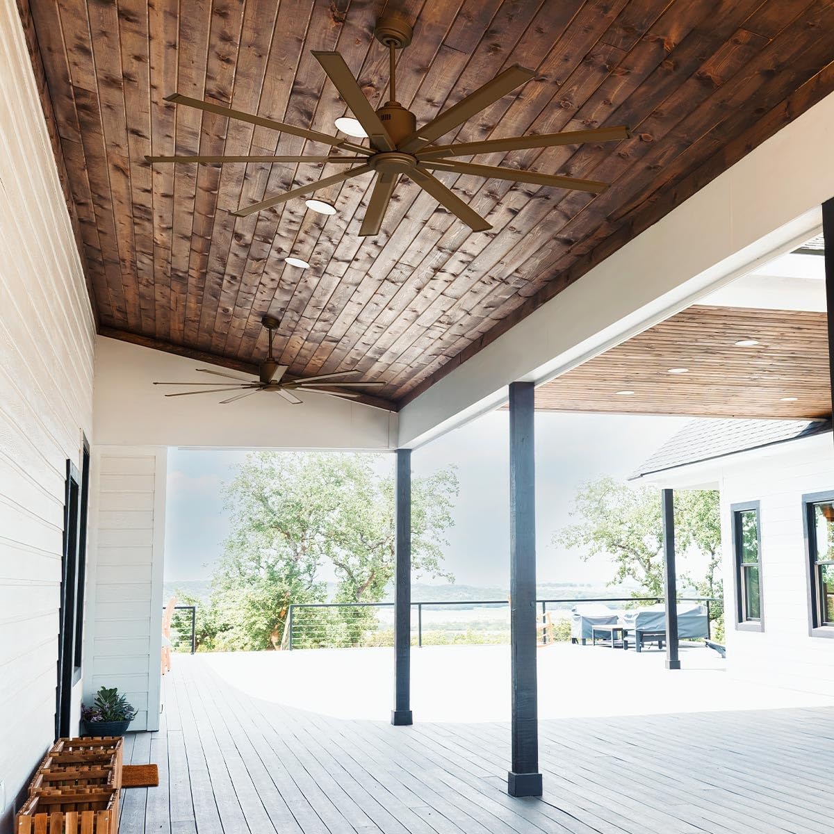 Maxx Air 96"" Modern Industrial Style Ceiling Fan, Perfect for Warehouse, Home, Barn, Great Room. 6 Speed With Remote. New For 2026. 96UPS (Oil-Rubbed Bronze)