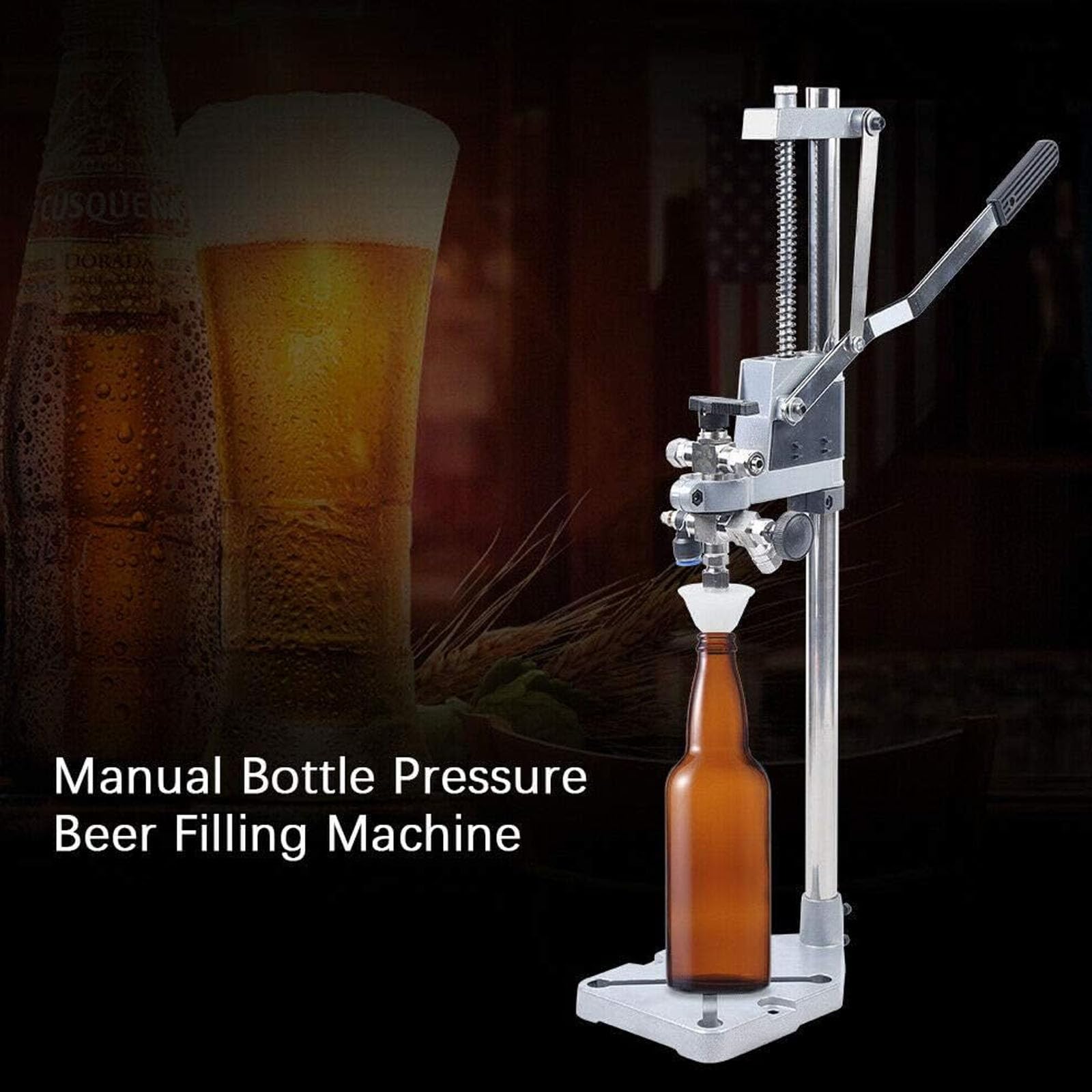 Llenadora de botellas, llenadora de botellas de contrapresión, máquina de embotellado de cerveza de acero inoxidable, máquina de llenado manual de líquidos para botellas de vidrio/enrevesado/plástico