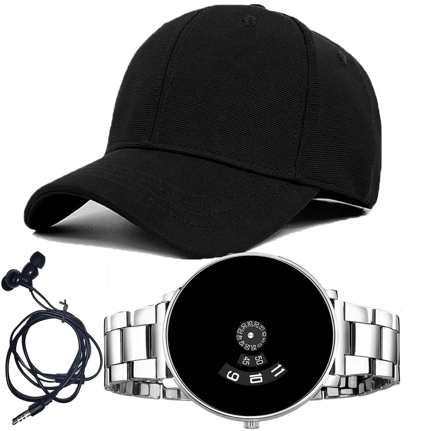 Unisex Black Cap with Buckle Stylish Design & Black Mens and Boys Paidu Analog Watch Combo (with Earphone) Pack of 2 (B0CTR5S6BP) Amazon Price History, Amazon Price Tracker