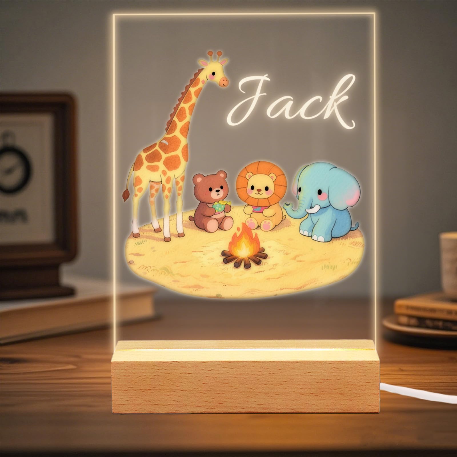 Cadeau Bébé Personnalisé, Lampe de Chevet Personnalisée pour Chambre d’Enfant, Souvenir de Baptême,Cadeau de Noël et Fête pour Enfants