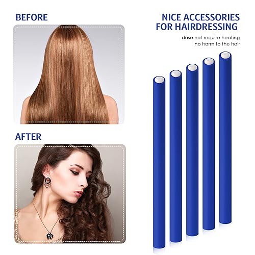 Miniatura 4 de Syhood 30 varillas rizadoras flexibles de 9.45 pulgadas, rodillos de espuma suave sin calor, 1 peine de cola de rata, peine de cola de rata, para