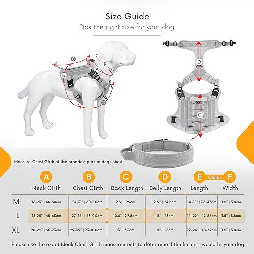 Miniatura 6 de DCSP Pets Arnés táctico para perro con asa  Juego de arnés de chaleco militar para perro, collar y correa de alta resistencia  Chaleco Molle para
