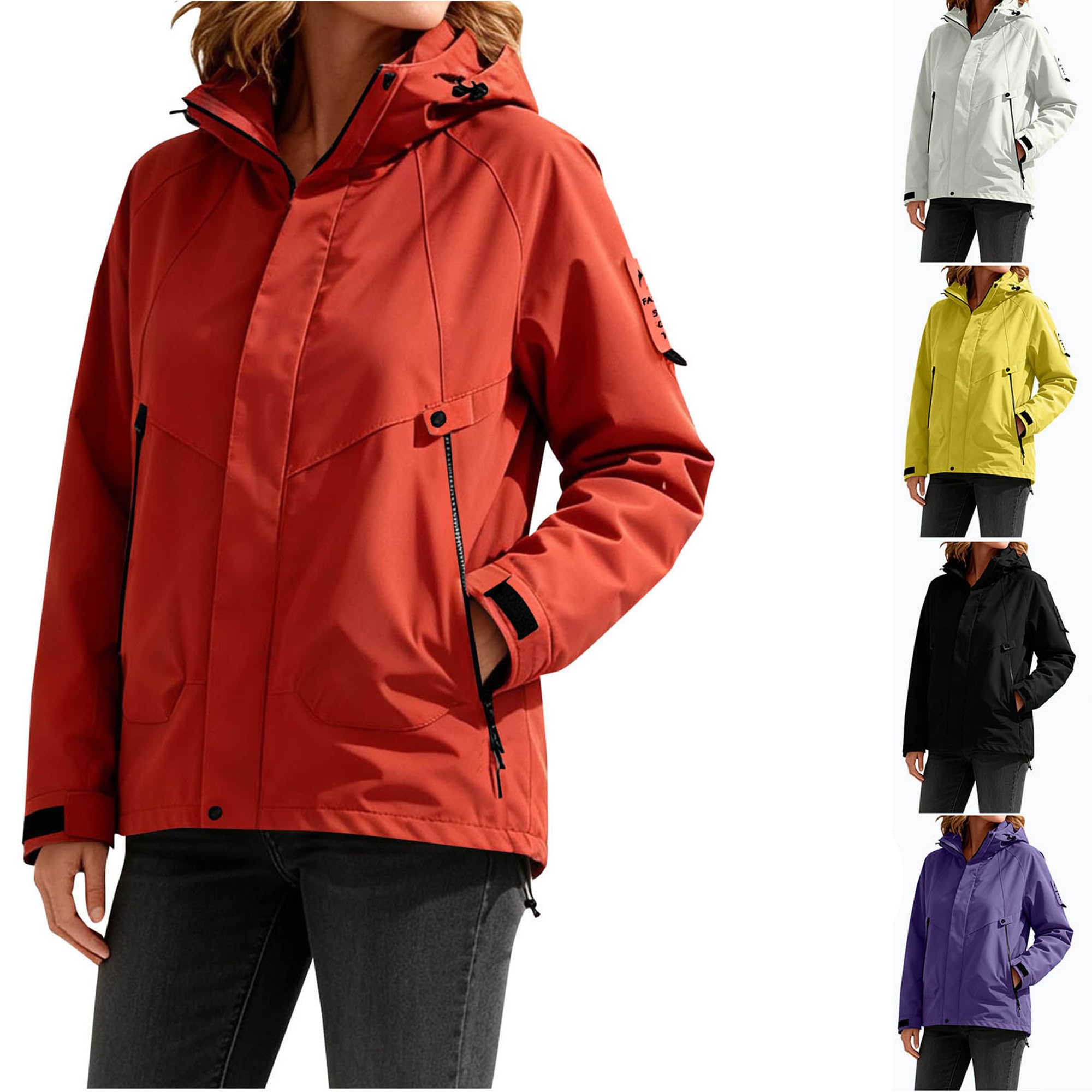 Regenjacke Damen Wasserdicht Atmungsaktiv Regenmantel Übergangsjacke Outdoor Friesennerz Fahrradjacke Regencape Regenjacken für Frauen Softshelljacke Zipper Windbreaker mit Kapuze Funktionsjacke