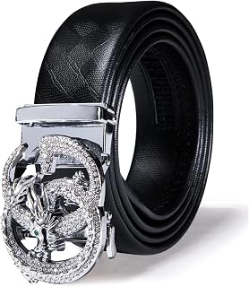 Dubulle Men's Ratchet Belt - Genuine Leather Adjustable Sliding Automatic Buckle Dress Belt for Business Casual