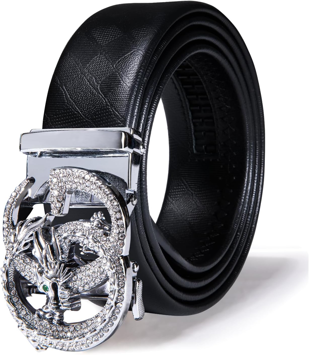 Designer Mens Belts, Sliding Automatic Buckle Ratchet Dress Belt TOP Genuine Leather Strap Gifts