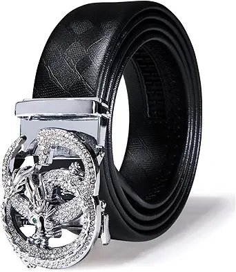 Dubulle Designer Men's Belts with Sliding Automatic Buckle, Genuine Leather Strap