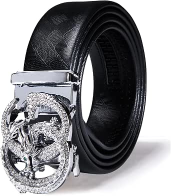 Dubulle Designer Men's Belts with Sliding Automatic Buckle, Genuine Leather Strap
