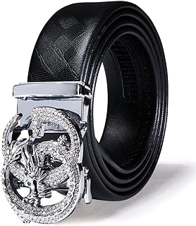 Dubulle Designer Mens Belts, Sliding Automatic Buckle Ratchet Dress Belt TOP Genuine Leather Strap Gifts