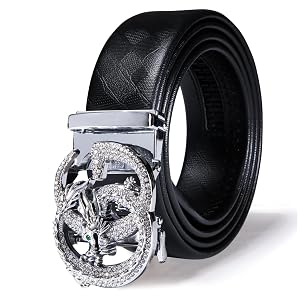 Dubulle Designer Mens Belts Sliding Automatic Buckle Ratchet Dress Belt TOP Genuine Leather Strap Gifts