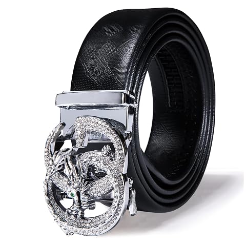 Dubulle Designer Mens Belts Sliding Automatic Buckle Ratchet Dress Belt TOP Genuine Leather Strap Gifts