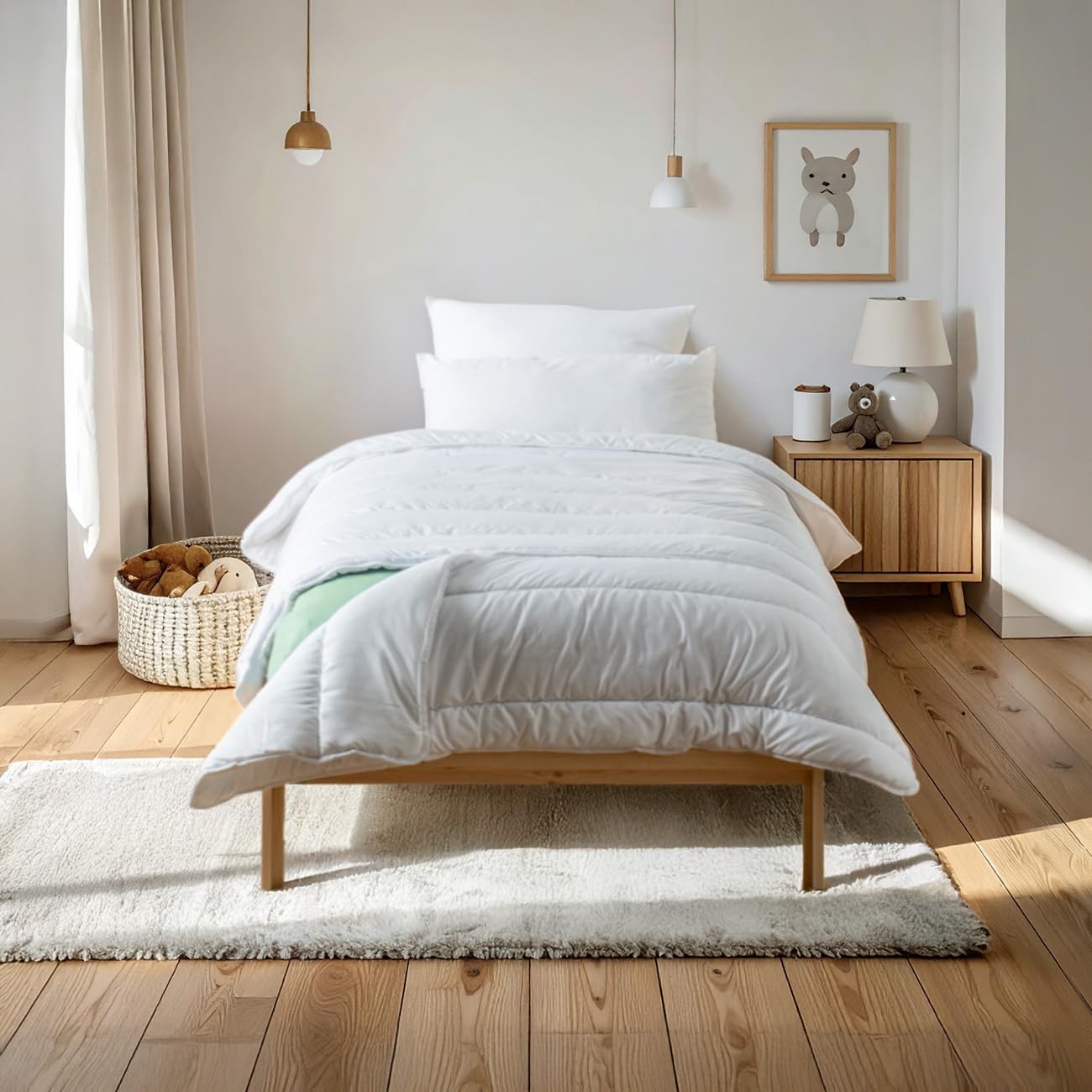 Bleu Câlin Edredón, Para Cama Extensible, Lavable a 95°, Blanco, 140x(150+50) cm, KBOBEVOL