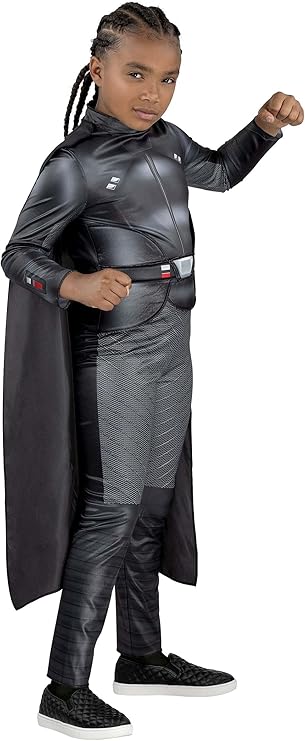 Star Wars Reva Official Youth Haloween Costume - Printed Jumpsuit with Belt Buckle and Detachable Cape
