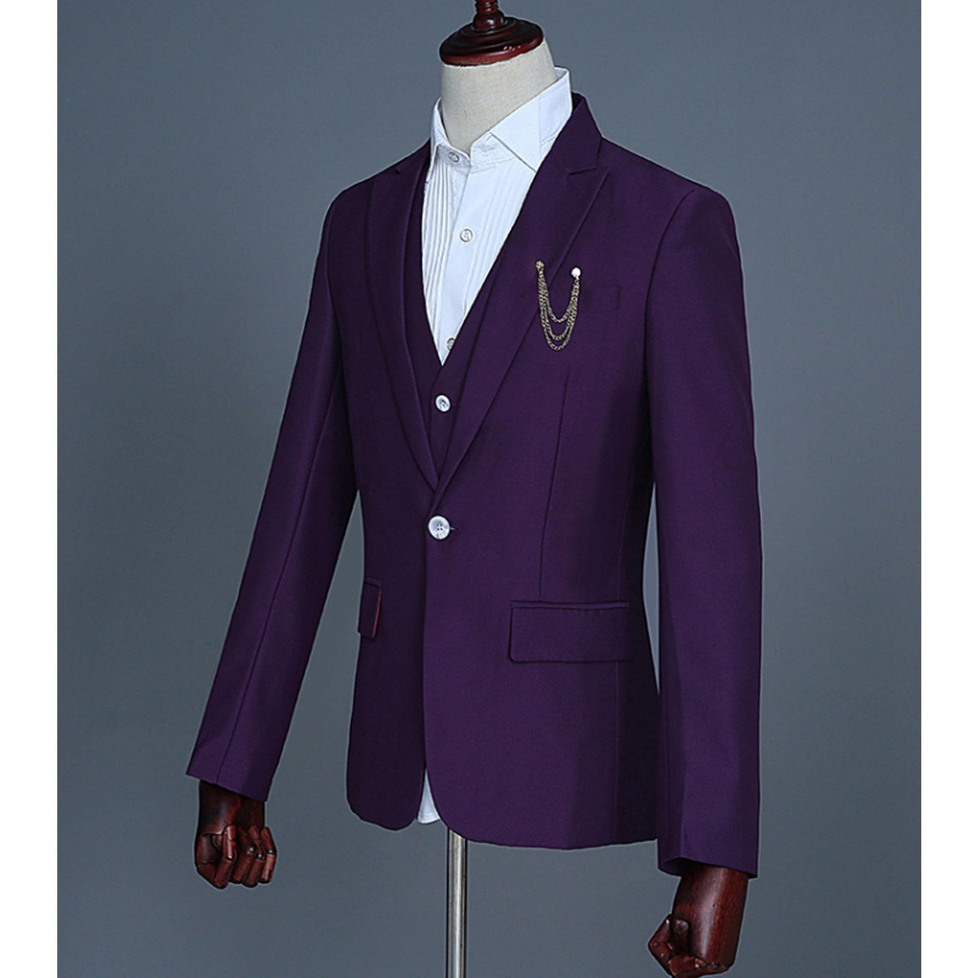 JEShifangjiusu Uomo 1 Pulsante Di Colore Chiaro Costume Di Spettacolo Abiti Da Sposa Moda Ufficiale 3 Set Di Abiti Partito Prom Costume Business Gilet Pantaloni Lunghi