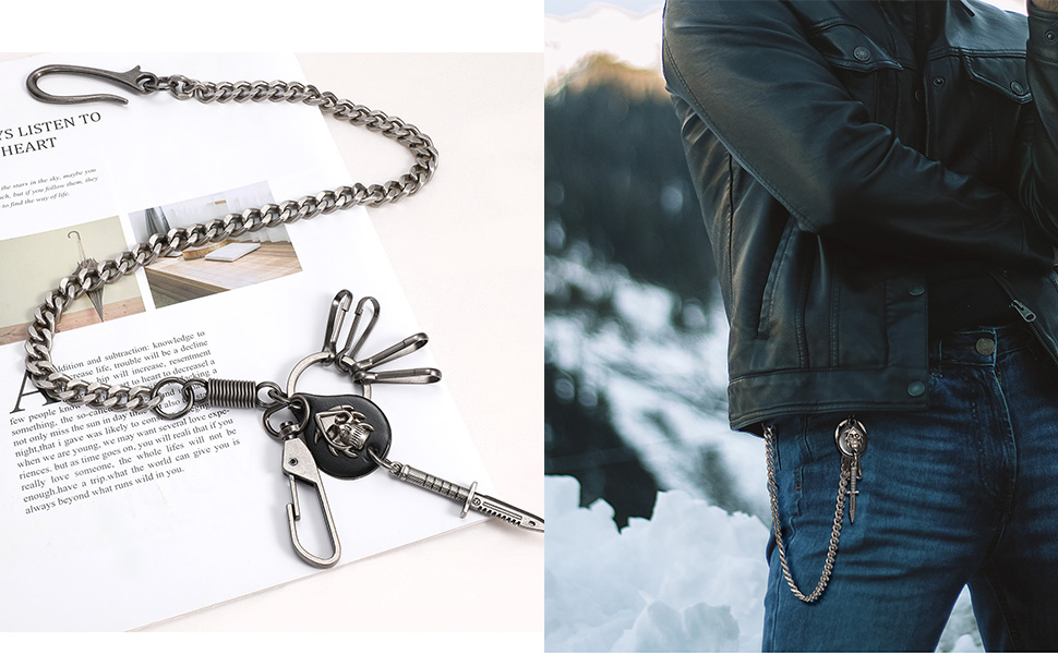 OOTSR Jeans Trouser Chains for Men, Hip Hop Punk Jeans Chain