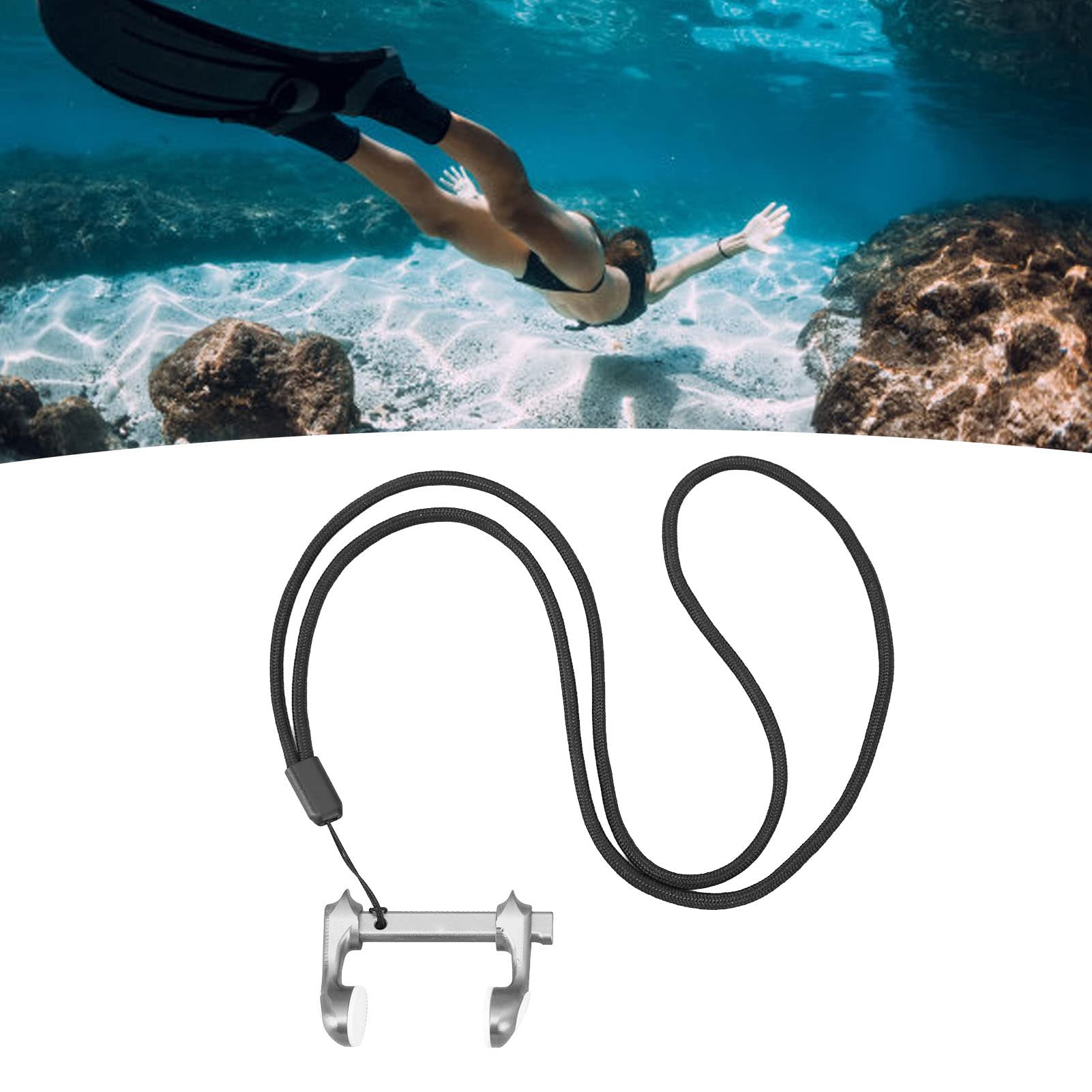 KANASI Clip para la Nariz de Buceo, tapón Nasal Ajustable de aleación de Aluminio con cordón para entusiastas de la natación, el esnórquel y el Buceo