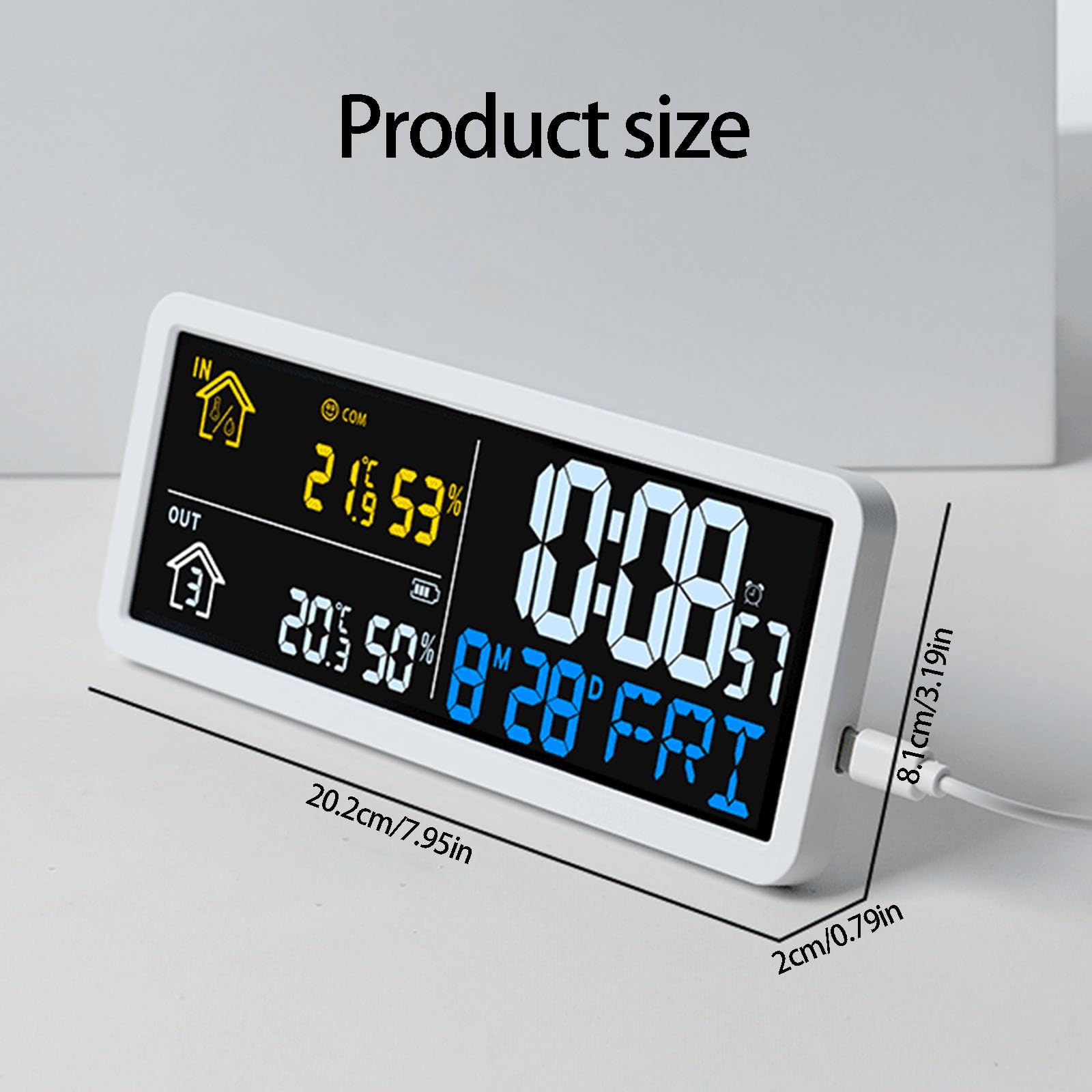 Reloj digital con pantalla grande para hora, fecha y humedades, temperatura, oficina, visualización digital, reloj de pared grande