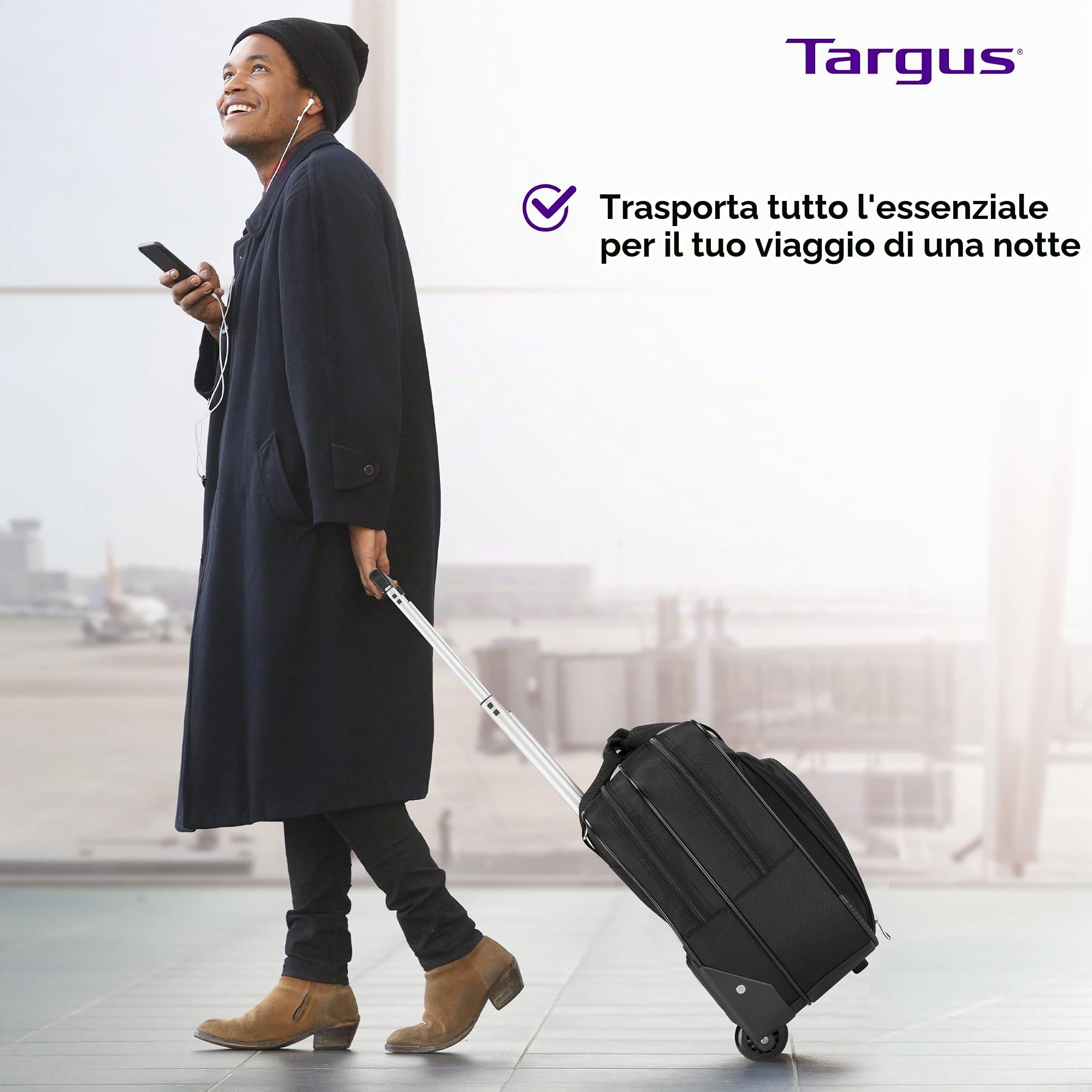 Targus - Borsa a Rullo per Laptop Fino a 16", progettata per Viaggi Professionali e pendolari, Resistente all'Acqua, Colore Nero