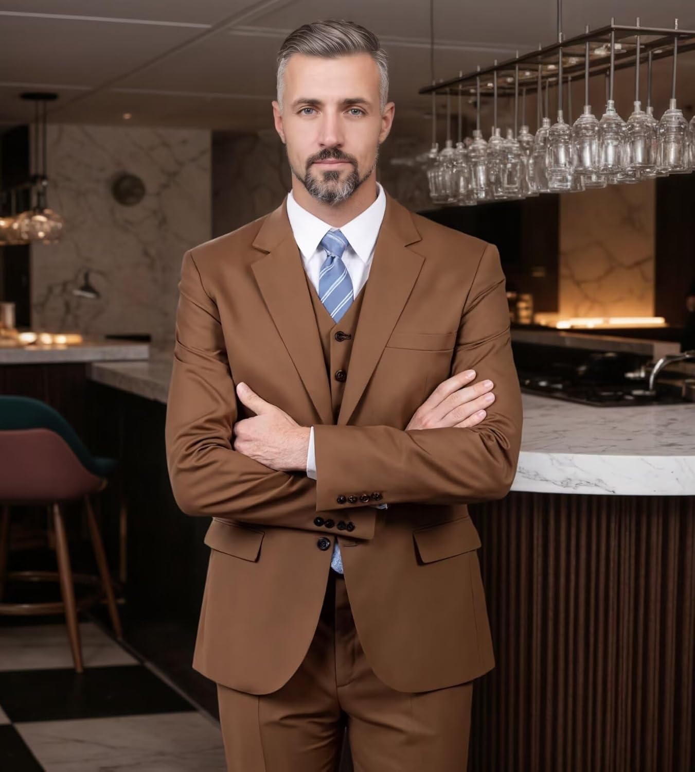 Mens Slim Fit Suit 3 Piece, Suits for Men Formal Wedding Business Prom Party Mens Tuxedo Suit Set Jacket Vest Pant