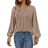 AUTOMET Womens Fall Fashion Long Sleeve Shirts Dressy Casual Pleated Basic Trendy Tops Winter Clothes 2025