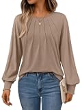 Womens Fall Fashion Long Sleeve Shirts Dressy Casual Pleated Basic Trendy Tops Winter Clothes 2025