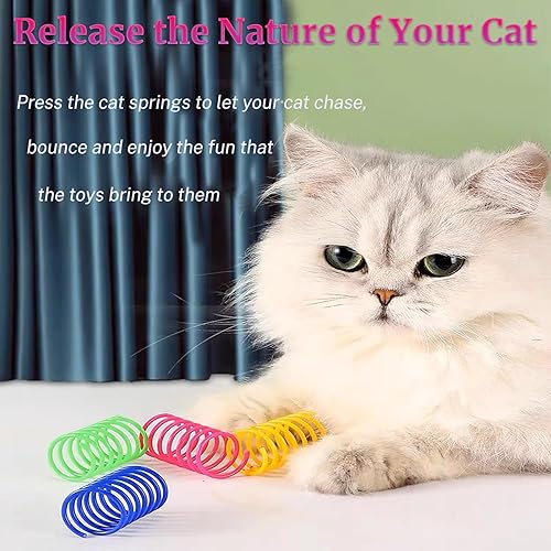 Miniatura 5 de 12 juguetes coloridos de resortes en espiral para gatos, juguetes creativos para gatos, juguetes interactivos de plástico pesado duradero sin BPA