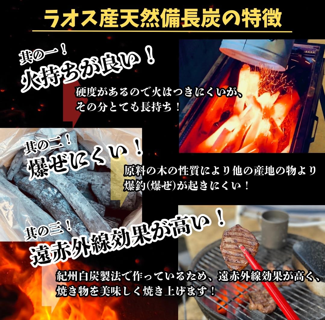 Amazon.co.jp: 天然備長炭 細丸40kg(20kg×2箱) M～Lサイズ ラオス産 丸