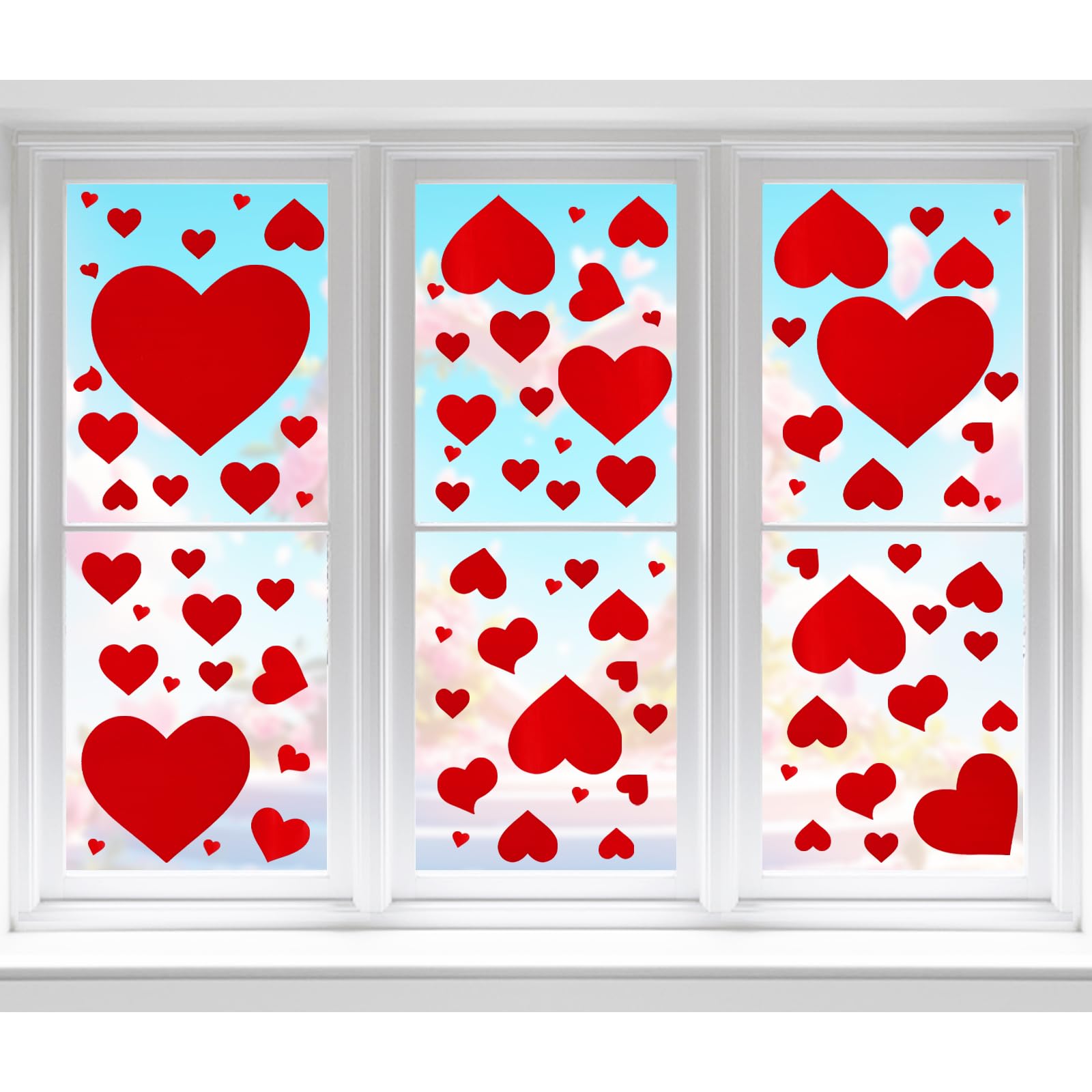 10 hojas pegatinas para ventana de San Valentín con forma de corazón para ventana, pared, suelo, casa, boda, fiesta de cumpleaños, tienda, decoración