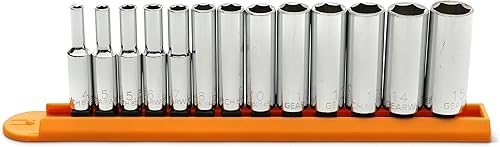 GEARWRENCH 13 Pc. 14" Drive 6 Pt. Juego de llaves de vaso profundas, métricas - 80304