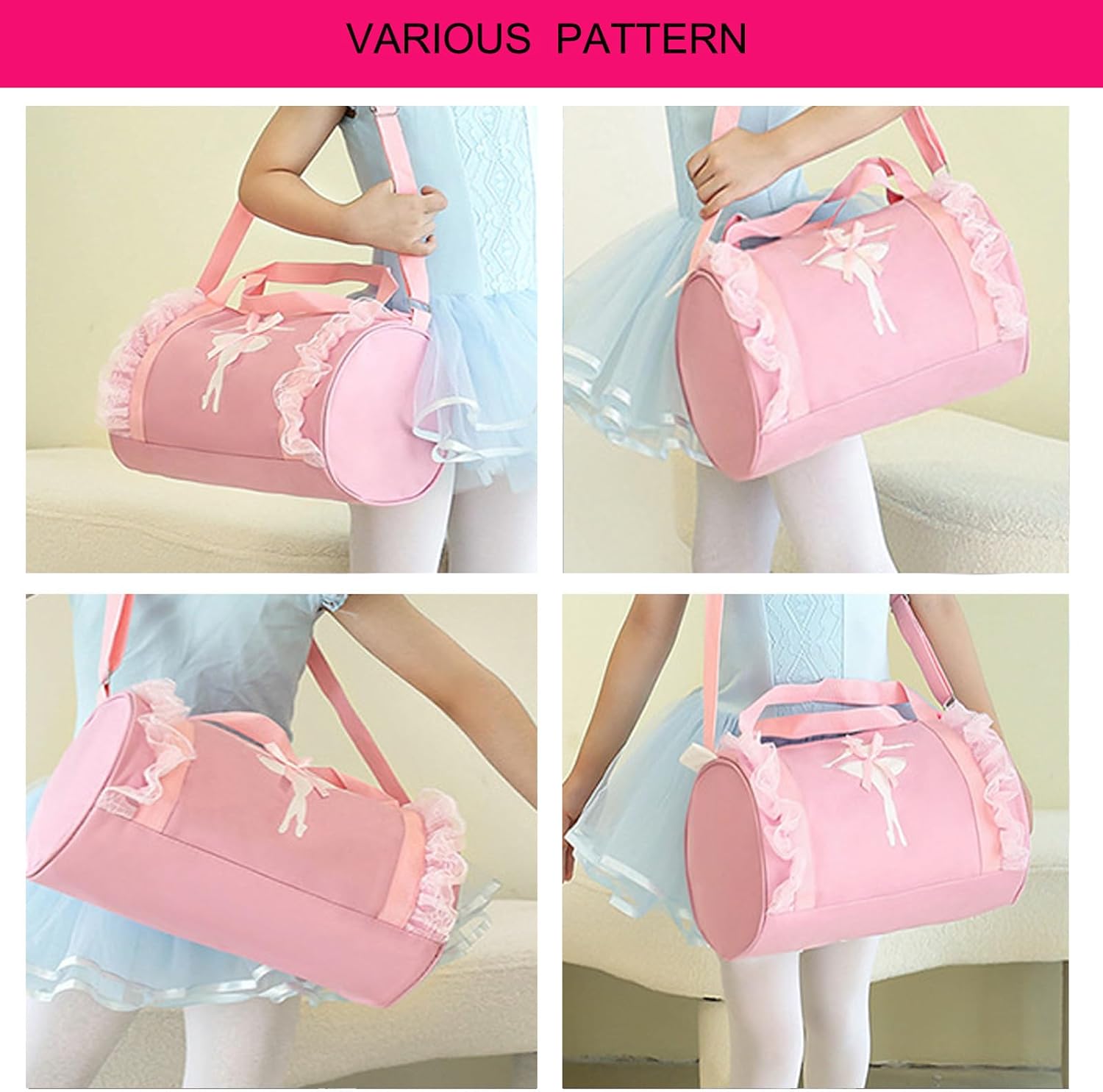 Cute Ballet Dance Backpack Tutu Dress Dance Bag Dance Bag Waterproof Small Duffle Bag Ballet Bags Gym Bag. (Pink) - Image 5