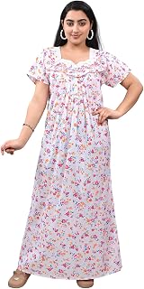 Kripto Katrox Cotton White Base Woman Nightwear and Nightgown Price In India