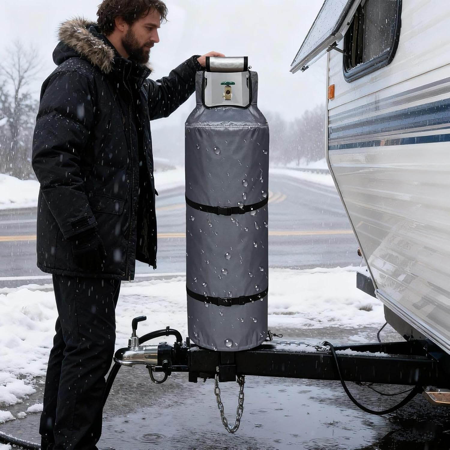 Insulated Propane Tank Cover | 100lb Gas Can Insulated Protection - UV-Resistant Propane Tank Cover - for Winter Outdoor Barbecue Industry Garden Garage Automotive