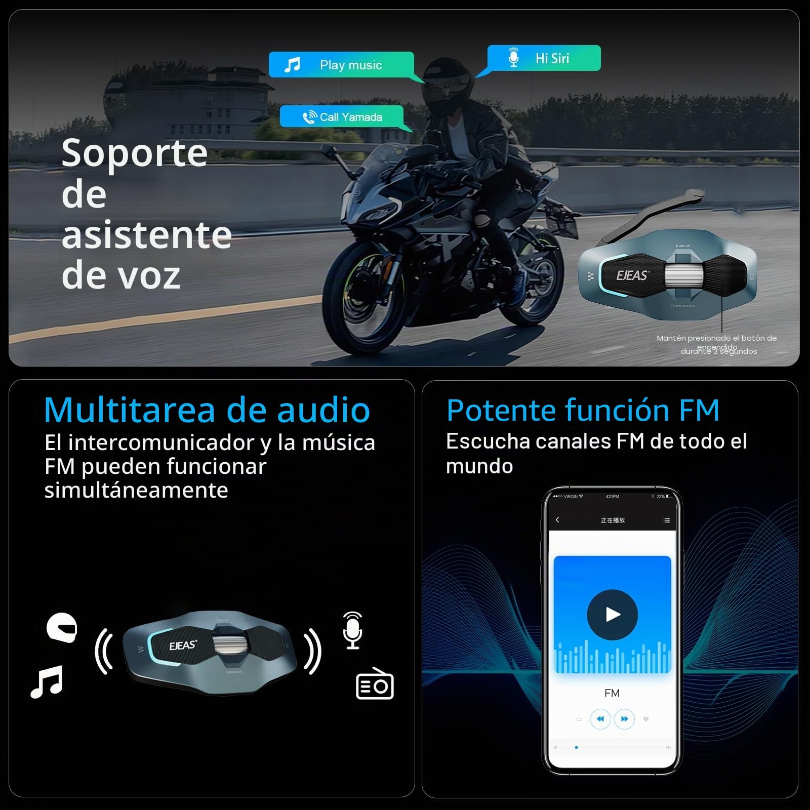 X10 Sistema de Intercomunicación Bluetooth para Cascos de Moto, Mesh 4.0 + Conexión 5G Móvil para Grupos, Compartir Música e IP67 Resistente al Agua Comunicación Grupal par (Verde)