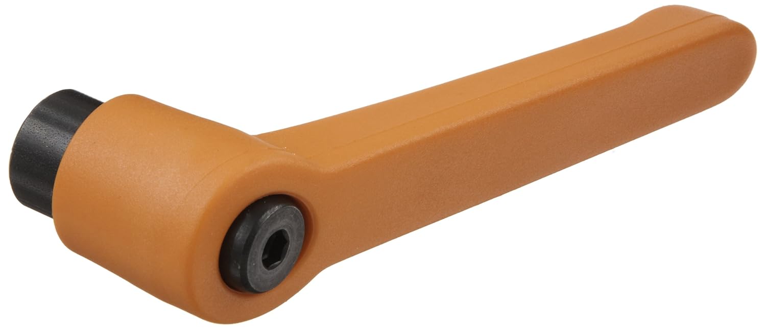 Nylon Orange Metric Adjustable Handle, Threaded Hole, 45mm Length, 35mm Height, M5 x 0.8mm Thread, 9mm Thread Length (Pack of 2)