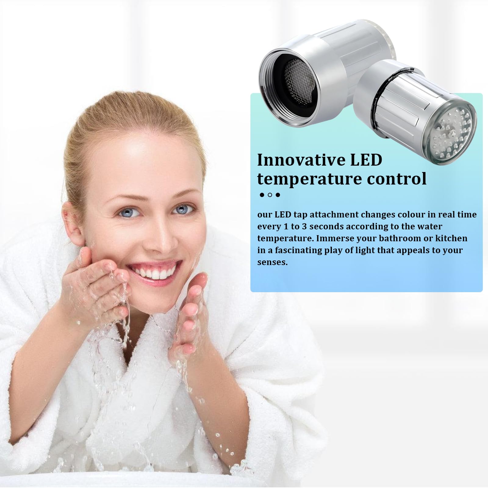 Rubinetto LED colorato 4 pezzi 3 colori sensibile alla temperatura per bagni e cucina