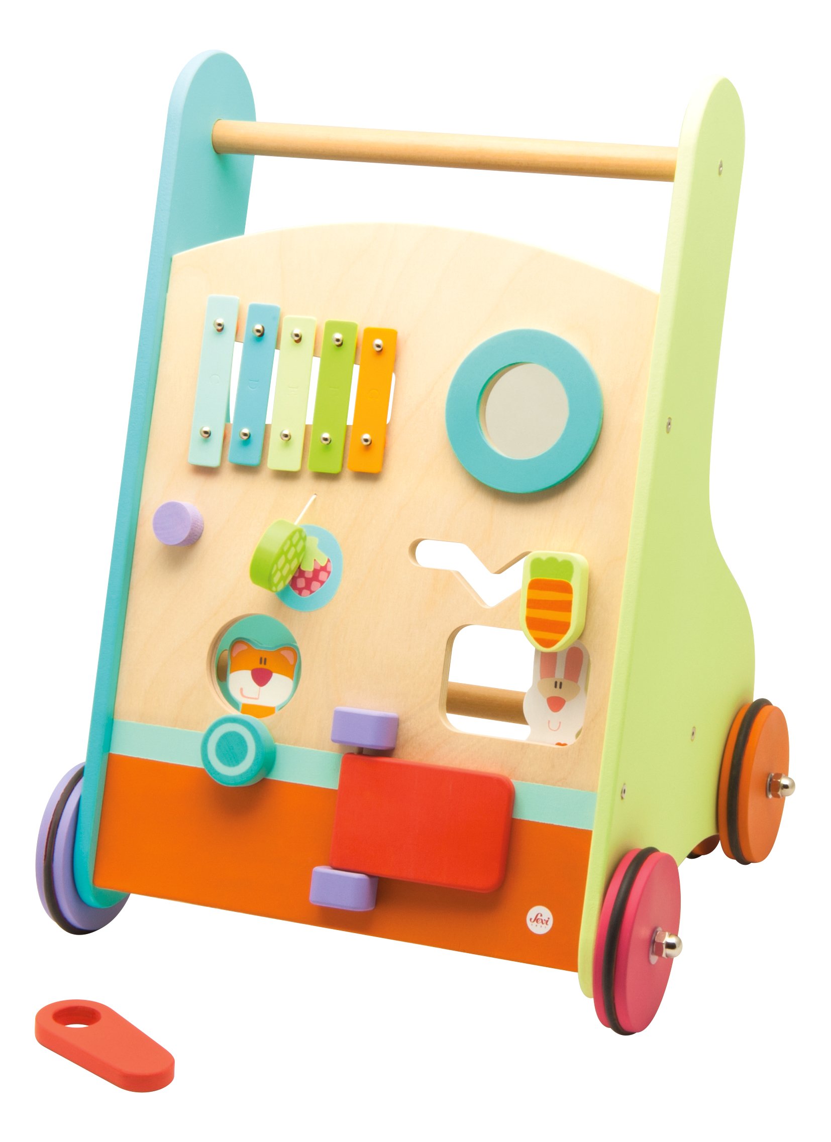 Carro Ponte Sevi 82550 In Legno – Giocattolo Per Trenini Con Gru E Omino, Design Italiano