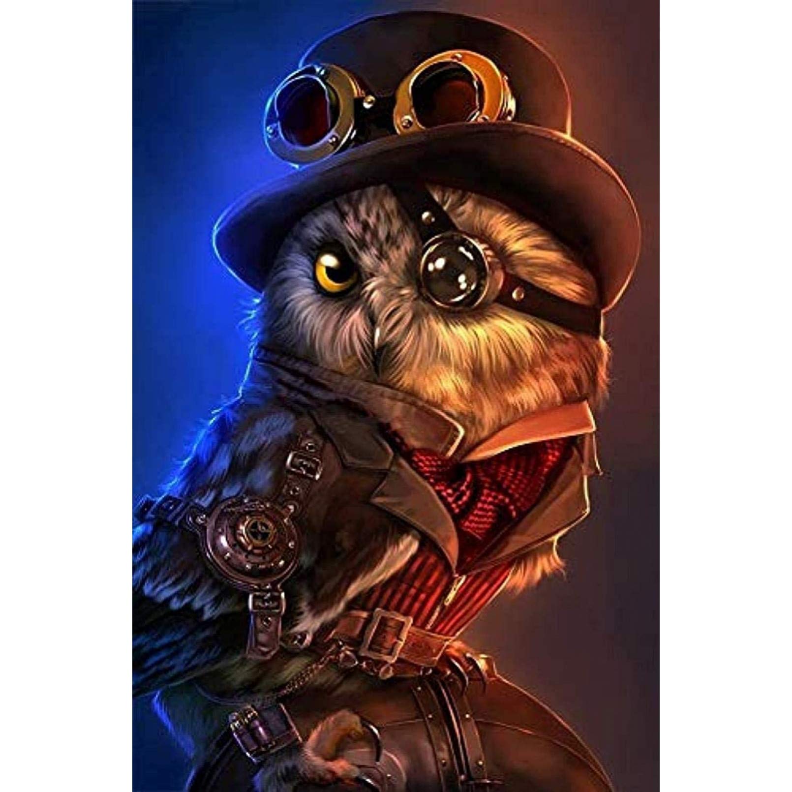 5D Steampunk Owl Full Diamond Painting Cross Stitch Kits YIOITTIO Art Animal 5D Paint by Diamonds Gifts for Women 16x20inch(40x50cm)