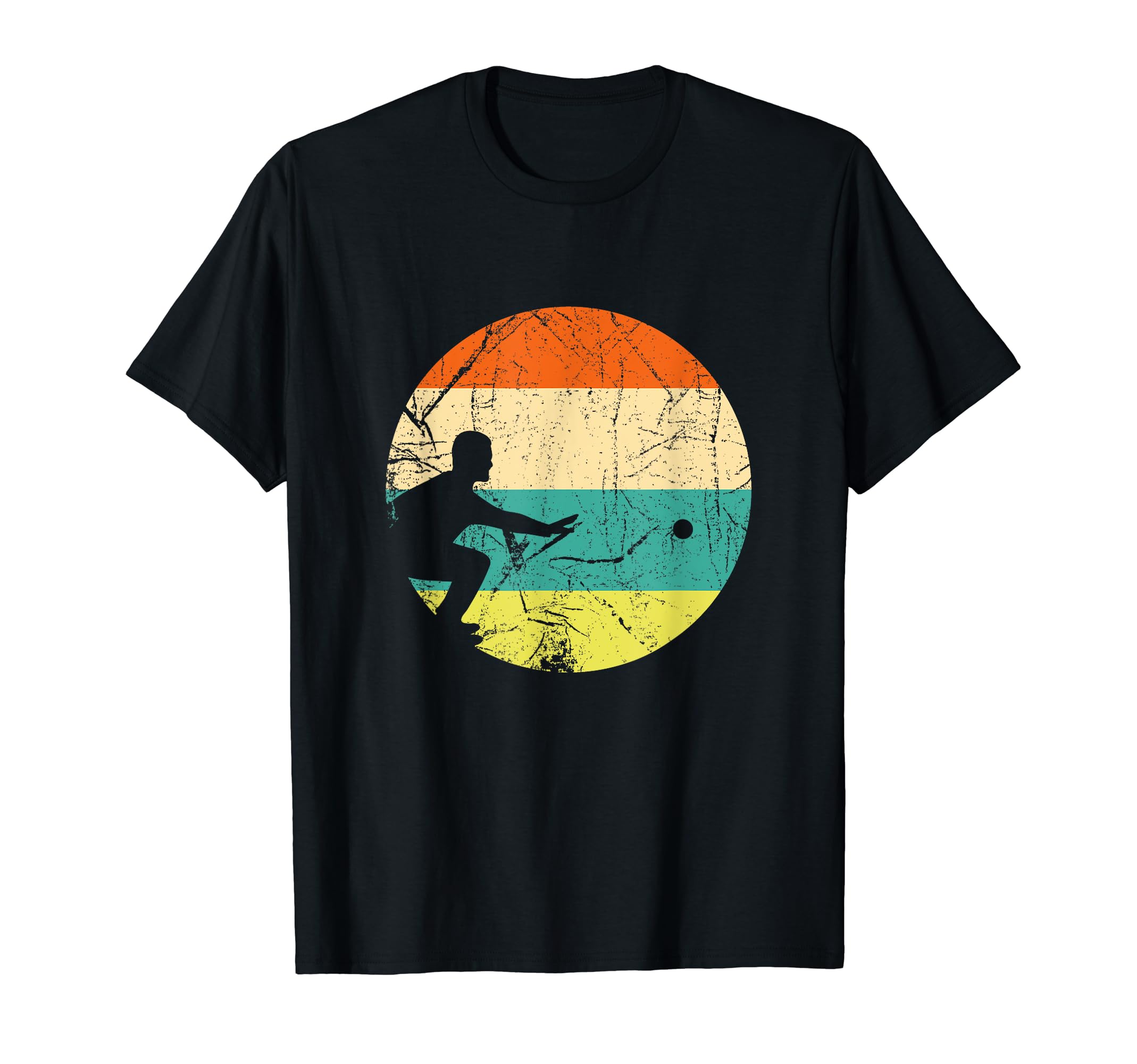 Retro Vintage Petanque Bocce French Boules Game Player T-Shirt, Black