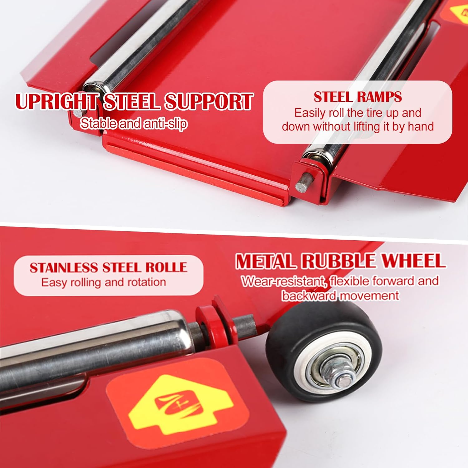 Upgraded Portable Effortless Tire Jack Disassembly Tool, Tire Jack Lift Tool with Roller Plate and Double Removable Ramp [ Strengthen Version ]