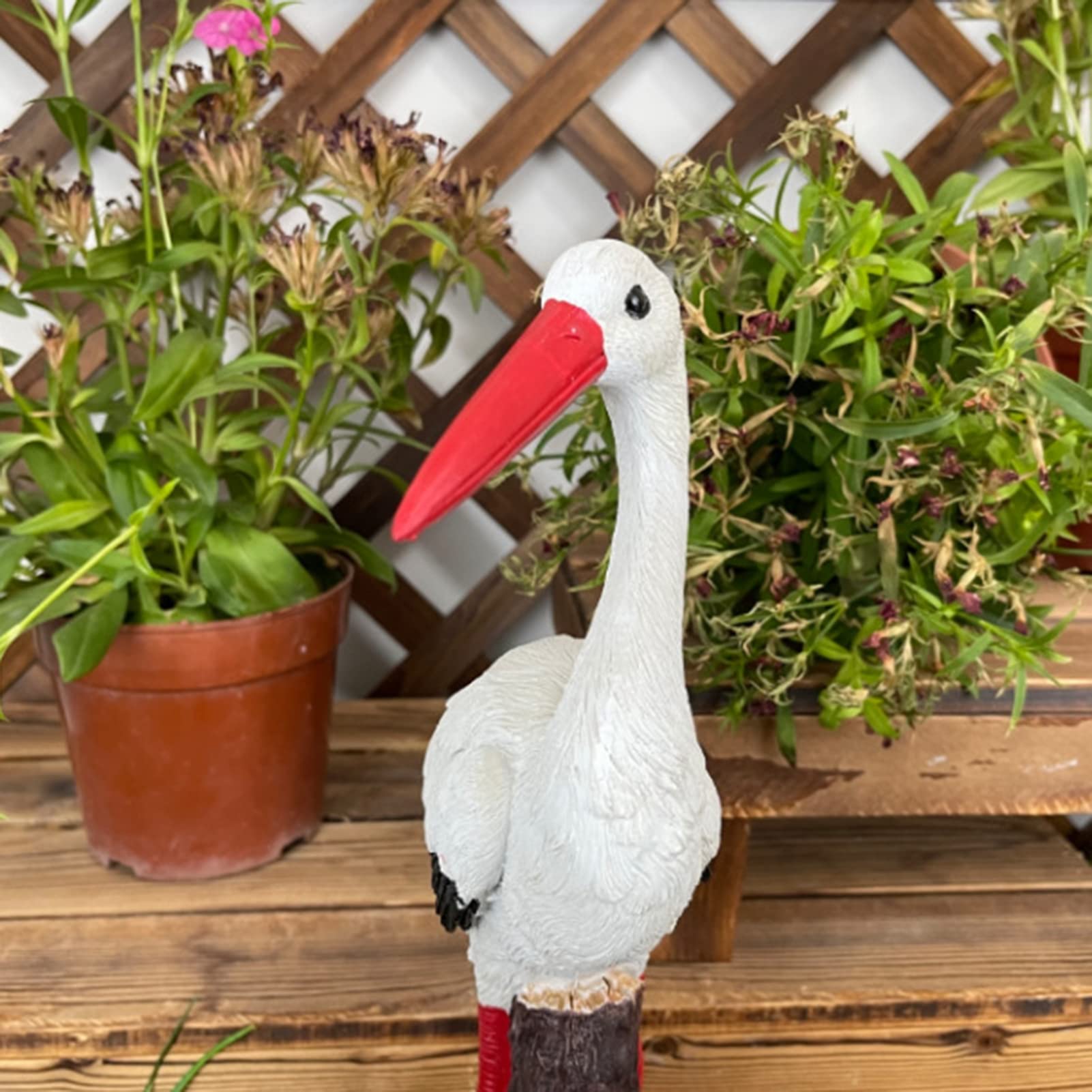 Garten Figur Simulierter Kranich mit Roter Krone Kunstharz Handwerk Sammler Tierfiguren Deko für Draußen Garten Miniaturen Skulpturen & Statuen Schmuckstück
