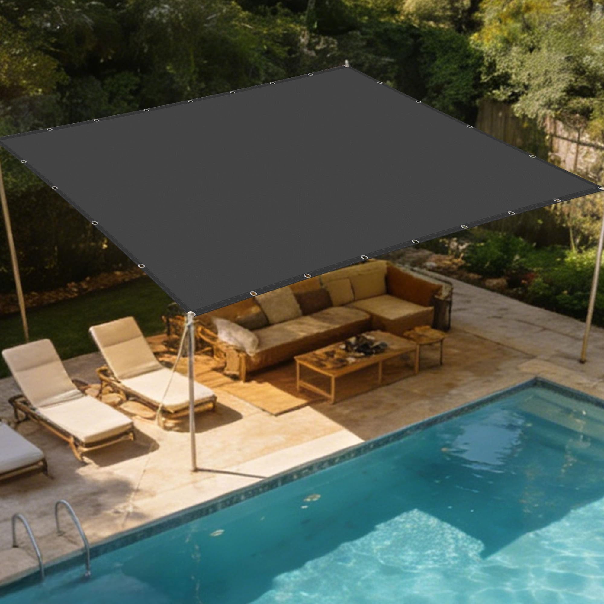 Voile d'ombrage anti uv pour terrasse rectangle gris foncé 1.4x5m