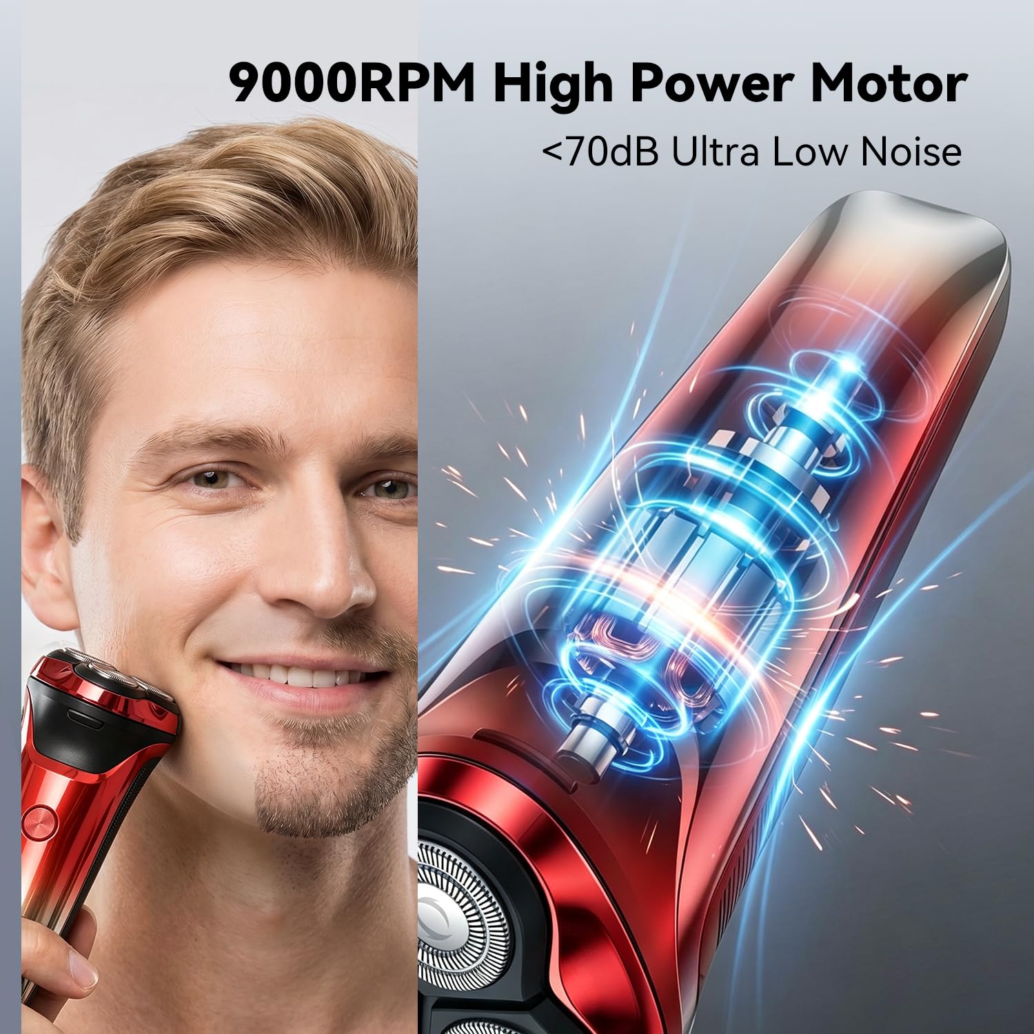 Ordele Electric Razor for Men, 2026 Upgraded Electric Shavers for Men, USB-C Rechargeable, Wet & Dry Shaver with Pop-up Trimmer and Travel Case (Red) view 5