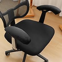 Vista 4 de FORCHEER Fundas para reposabrazos de silla de oficina, 2 piezas, de terciopelo, elásticas, color negro, para silla de juegos, computadora