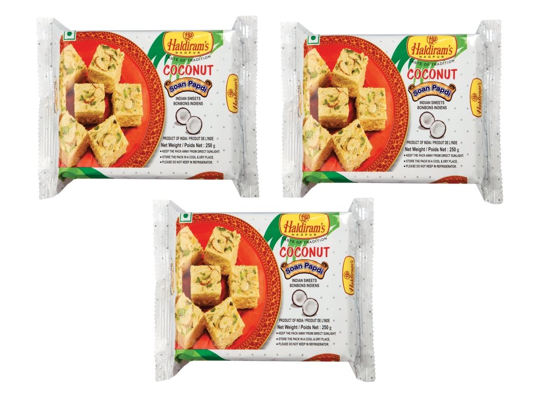 Haldiram's Nagpur Soan Papdi ( Coconut ) (Pack Of 3 ), 750 Gram