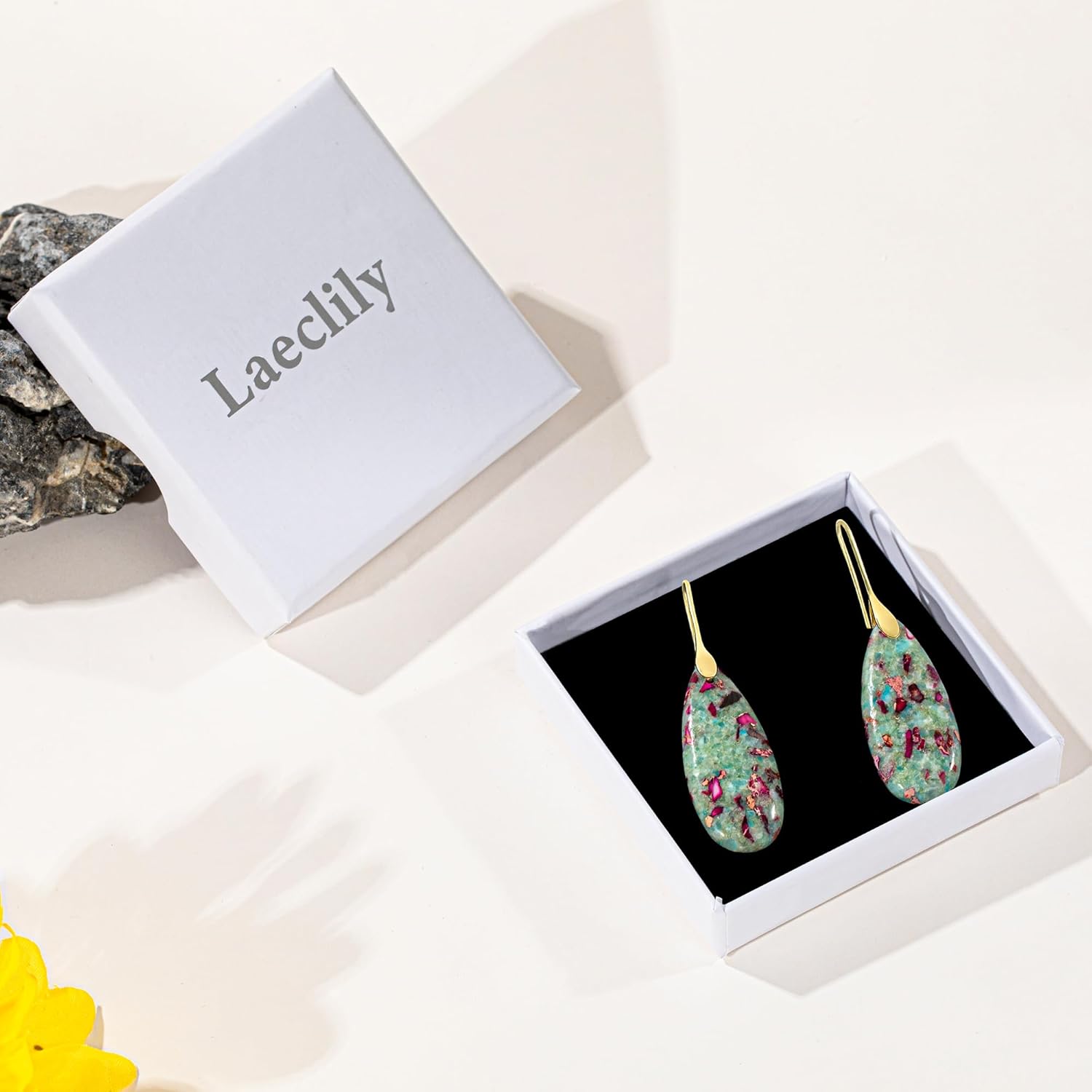 Natural Stone Earrings For Women Fishhoop Dangle Drop Earrings Gold Silver Hoop Statement Earring Birthday Gifts For Women - Image 7